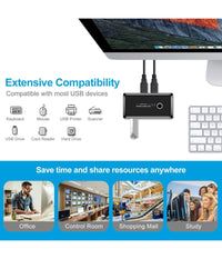 Switch Box Usb 2.0 Hub 2 Ingressi 4 Uscite Per Condividere 2 Pc Computer Q-u100         