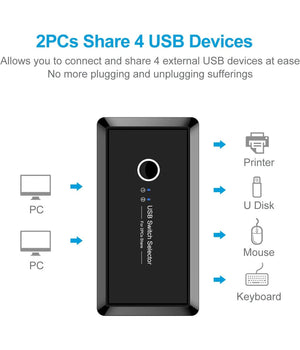Switch Box Usb 2.0 Hub 2 Ingressi 4 Uscite Per Condividere 2 Pc Computer Q-u100         