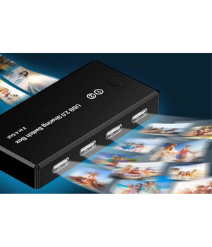 Switch Box Usb 2.0 Hub 2 Ingressi 4 Uscite Per Condividere 2 Pc Computer Q-u100         