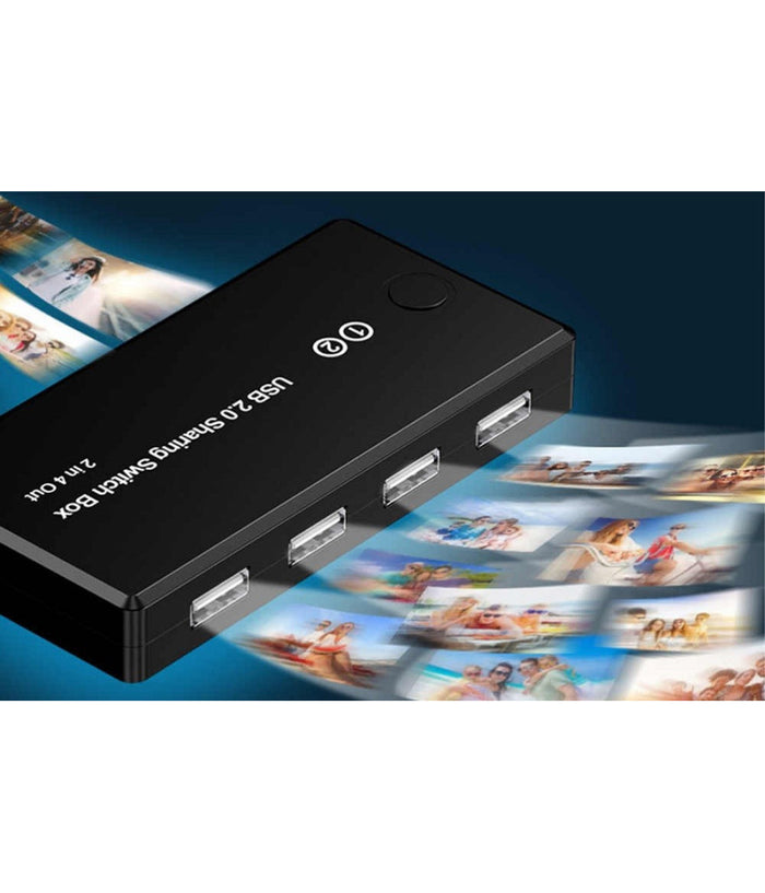 Switch Box Usb 2.0 Hub 2 Ingressi 4 Uscite Per Condividere 2 Pc Computer Q-u100         
