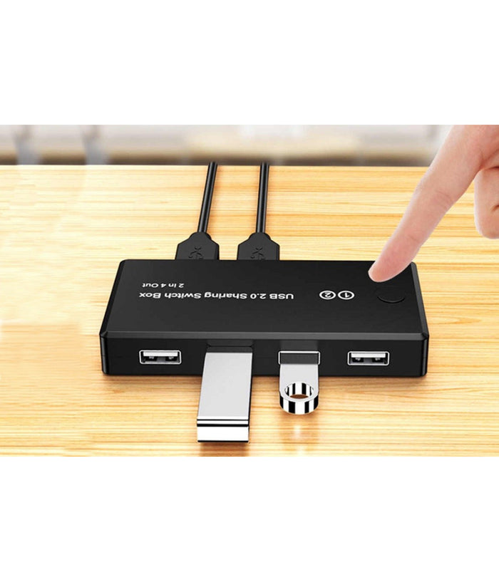Switch Box Usb 2.0 Hub 2 Ingressi 4 Uscite Per Condividere 2 Pc Computer Q-u100         