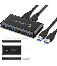 Switch Box Usb 2.0 Hub 2 Ingressi 4 Uscite Per Condividere 2 Pc Computer Q-u100         
