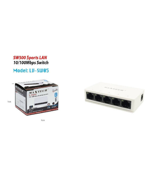 Switch Desktop 5 Porte Lan Sw500 10/100mbps Facile Installazione Maxtech Lv-sw05         