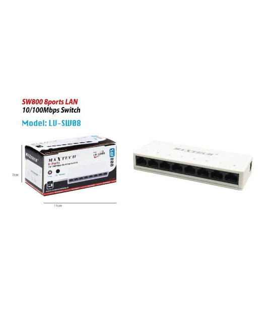 Switch Desktop 8 Porte Lan 10/100mbps Sw800 Facile Installazione Maxtech Lv-sw08         