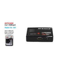 Switch Hdmi 3d 3 Ingressi 1080p Con Telecomando Per Tv Ps3 Xbox Dvd Maxtech Dk-303         