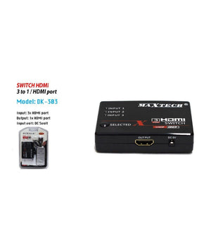 Switch Hdmi 3d 3 Ingressi 1080p Con Telecomando Per Tv Ps3 Xbox Dvd Maxtech Dk-303         