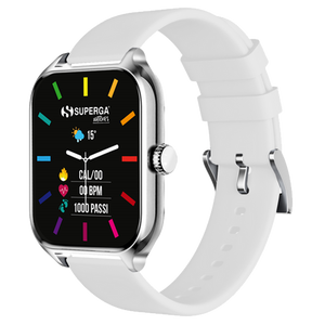 Smartwatch superga alluminio silver quadrata silicone white swt-stc011