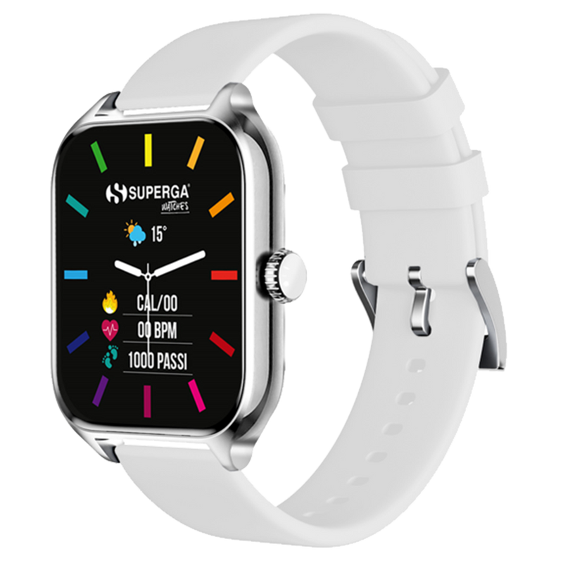 Smartwatch superga alluminio silver quadrata silicone white swt-stc011