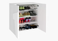 Scarpiera 2 ante L 81.2 x H 86 x P 39.2 cm 16 paia, colore bianco