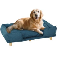 Divano Lettino per Cani Grandi fino 30 kg da Interno con Cuscino Rimovibile, 96x66x24 cm, Blu