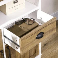 Mobile Cucina Stile Rustico con Armadietti e Cassetto, 76.6x 35x 81.5cm, Bianco e Marrone