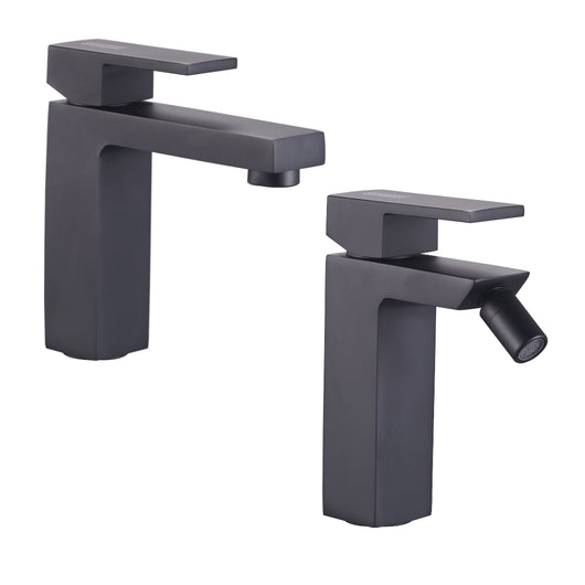 Ogomondo coppia rubinetti miscelatori per lavabo bidet purple colore nero black