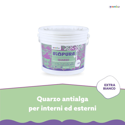 Pittura quarzo antialga interni esterni finitura opaca linea biopura cromika *** formato 2.5 lt, confezione 1