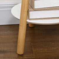 Appendiabiti da Terra per Ingresso in MDF e Alluminio con 5 Ganci in Bambù e Tavolino Rotondo, 39.5x39.5x171 cm