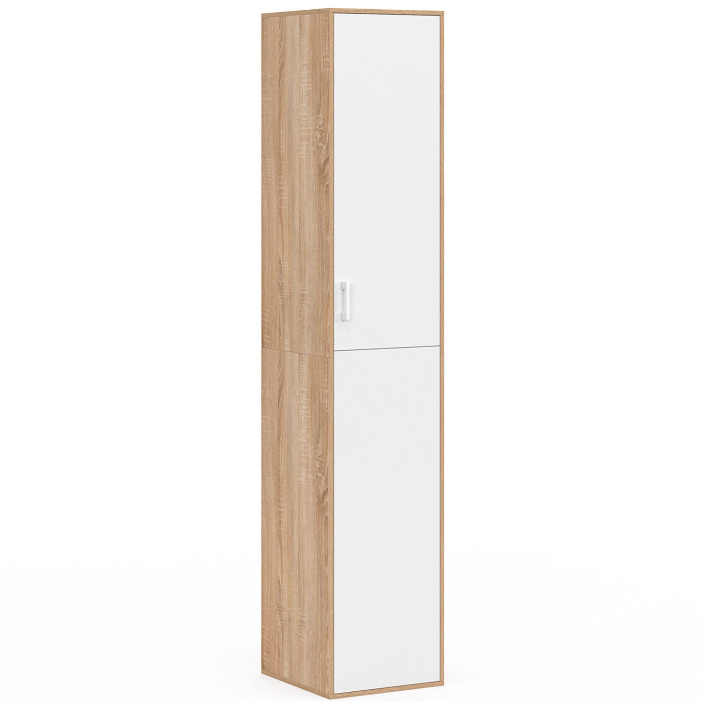 IDMarket - SYLVIA 180 cm bianco e legno mobile multifunzionale per ufficio 1 anta 3 ripiani