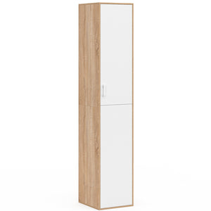 IDMarket - SYLVIA 180 cm bianco e legno mobile multifunzionale per ufficio 1 anta 3 ripiani