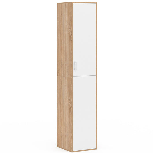 IDMarket - SYLVIA 180 cm bianco e legno mobile multifunzionale per ufficio 1 anta 3 ripiani