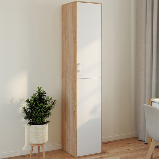 IDMarket - SYLVIA 180 cm bianco e legno mobile multifunzionale per ufficio 1 anta 3 ripiani