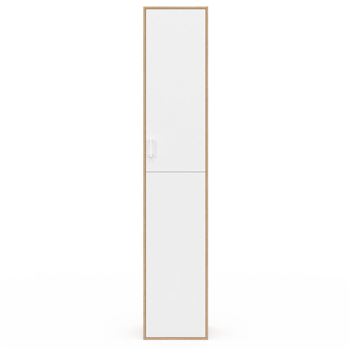IDMarket - SYLVIA 180 cm bianco e legno mobile multifunzionale per ufficio 1 anta 3 ripiani