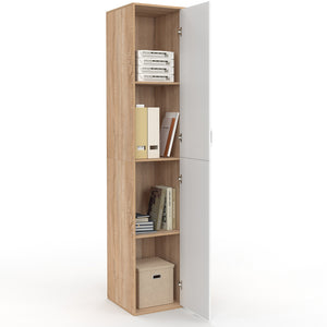 IDMarket - SYLVIA 180 cm bianco e legno mobile multifunzionale per ufficio 1 anta 3 ripiani