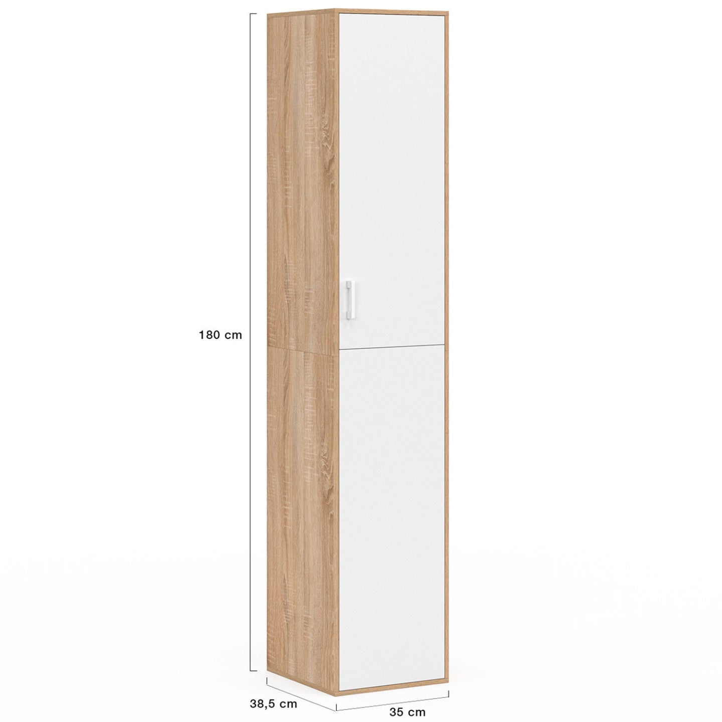 IDMarket - SYLVIA 180 cm bianco e legno mobile multifunzionale per ufficio 1 anta 3 ripiani