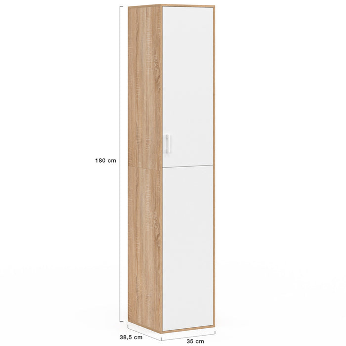 IDMarket - SYLVIA 180 cm bianco e legno mobile multifunzionale per ufficio 1 anta 3 ripiani