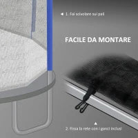 Rete di Protezione per Trampolini a 8 Pali con Ingresso con Cerniera, in PE, Ø366x180 cm, Nero e Blu