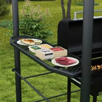 Gazebo per Barbecue con Tetto e 2 Ripiani Portaoggetti, in Metallo e PC, 240x150x230cm, Grigio Scuro