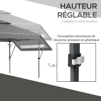 Gazebo Pop-up da Giardino Pieghevole 5 x 3 m, Tessuto Oxford con 2 Pareti Regolabili, Sacca per Trasporto con Ruote Inclusa, Grigio