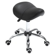 Sgabello da Lavoro a Sella con Ruote e Altezza Regolabile per Negozi Parrucchiere e Tattoo, 52x53x49-61cm Nero