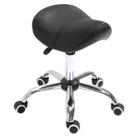 Sgabello da Lavoro a Sella con Ruote e Altezza Regolabile per Negozi Parrucchiere e Tattoo, 52x53x49-61cm Nero