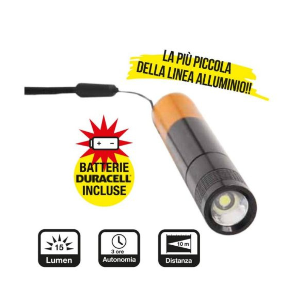Torcia led nero slim expo luce quadra - watt 0,5 1x mini stilo aaa inclusa
