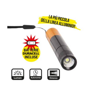 Torcia led nero slim expo luce quadra - watt 0,5 1x mini stilo aaa inclusa