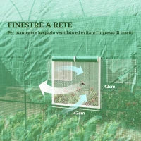 Serra da Giardino Telaio in Acciaio e 4 Finestre in PE 2.5x2x2m, Verde