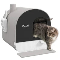 Lettiera per Gatti Chiusa con Filtri, Paletta e Vassoio, Struttura in PP, 43x44x47cm, Grigio