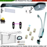 BASCULANTE CONTRAPPESI 100 KG MOTORE 220/24 V AUTOREVERSE ARCHETTO 5 RADIOCOMANDI FOTOCELLULE FARO ANTENNA SBLOCCO