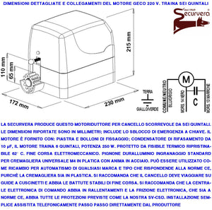 Kit Sblocco del Motore Geko Montato su Cancello Scorrevole Leva STP064 Completa di Chiave di Sicurezza Doppio Profilo Emergenza Per Mancanza di Rete Elettrica Libera L'Anta per Apertura Manuale