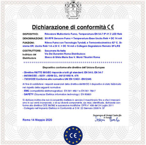 RILEVATORE DI FUMO E TEMPERATURA ANTINCENDIO MULTICRITERIO 2 LED USCITA RELÈ E USCITA OC 14 MA SEGNALAZIONE REMOTA