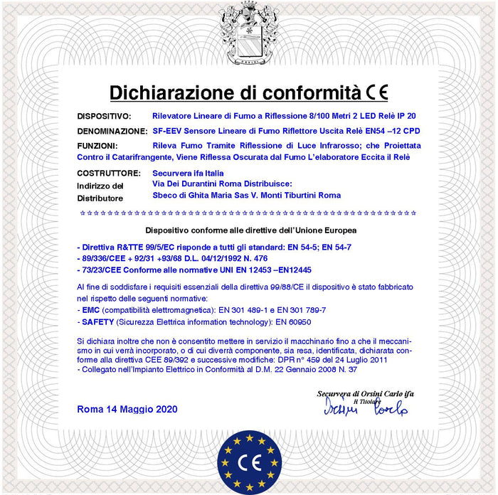 BARRIERA INFRAROSSO LINEARE RILEVA IL FUMO DA 8 A 100 METRI LA LUCE RIFLESSA OPACIZZATA ATTIVA IL RELÈ DI ALLARME ALIMENTAZIONE 12/24 V
