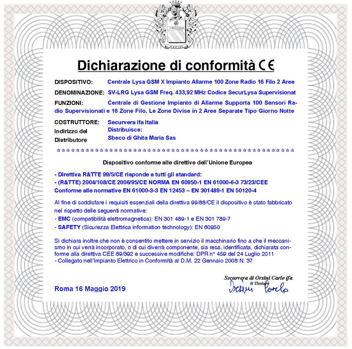Centrale Radio Filo Lysa evo GSM Fr 433,92 MHz Anti-Jamming Sirena Lampeggiante Esterna Per Allarme 2 Radiocomandi Kit Ricambio per Impianto Antifurto Gestione da Remoto Tramite Sistema Ampliabile