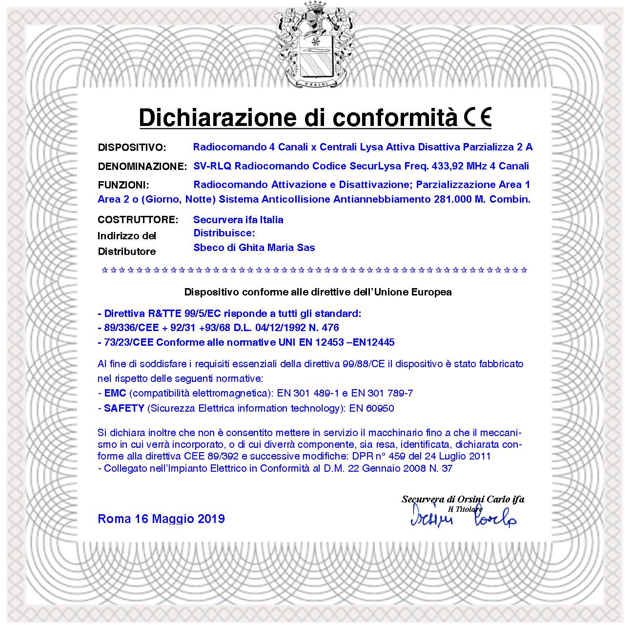 Telecomando 4 Canali Frequenza 433,92 MHz 2 Pezzi Per Inserimento e Disinserimento Totale e Parziale Come Giorno Notte Per Antifurto Lysa GSM Sydra evo Rolling Code Anticollisione Antiannebbiamento