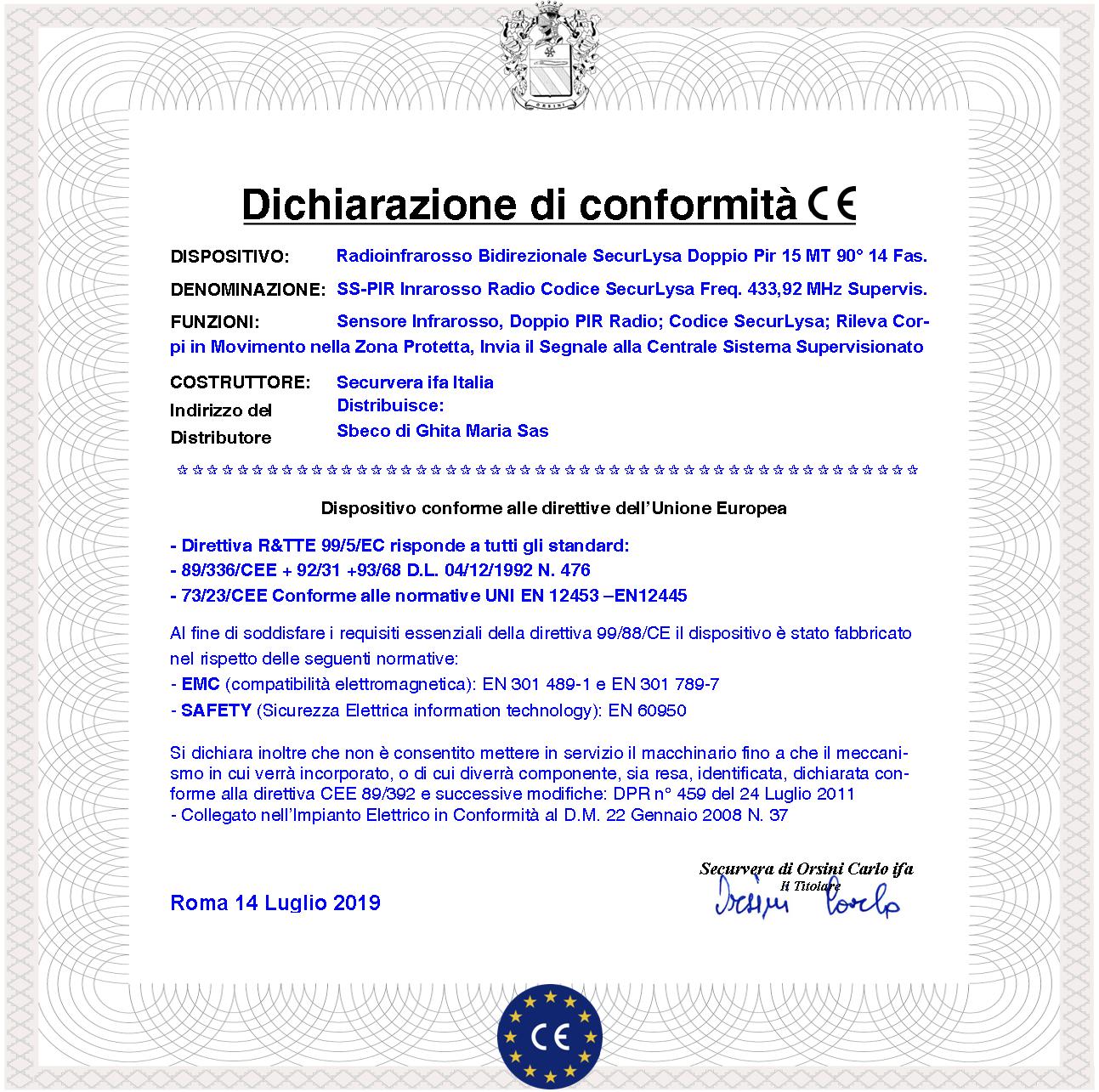 Rilevatore Movimento Intrusi doppio Infrarosso Via Radio 433,92 MHz Anti-jamming Portata 15 Metri Grandangolo Walk test Pir 40VR Codice Secur-Sydra GSM da Interno 17 Fasci Sensibili su 3 Livelli