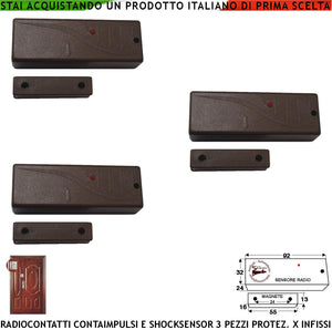 Sensore Magnetico Radio Fr. 433,92 MHz Rilevatore Sismico Regolabile Tre Pezzi Per Antifurto Ingresso NC e Contaimpulsi Per Switchallarm Codice SecurLysa Sydra Anticollisione Rileva Trapano e Scasso