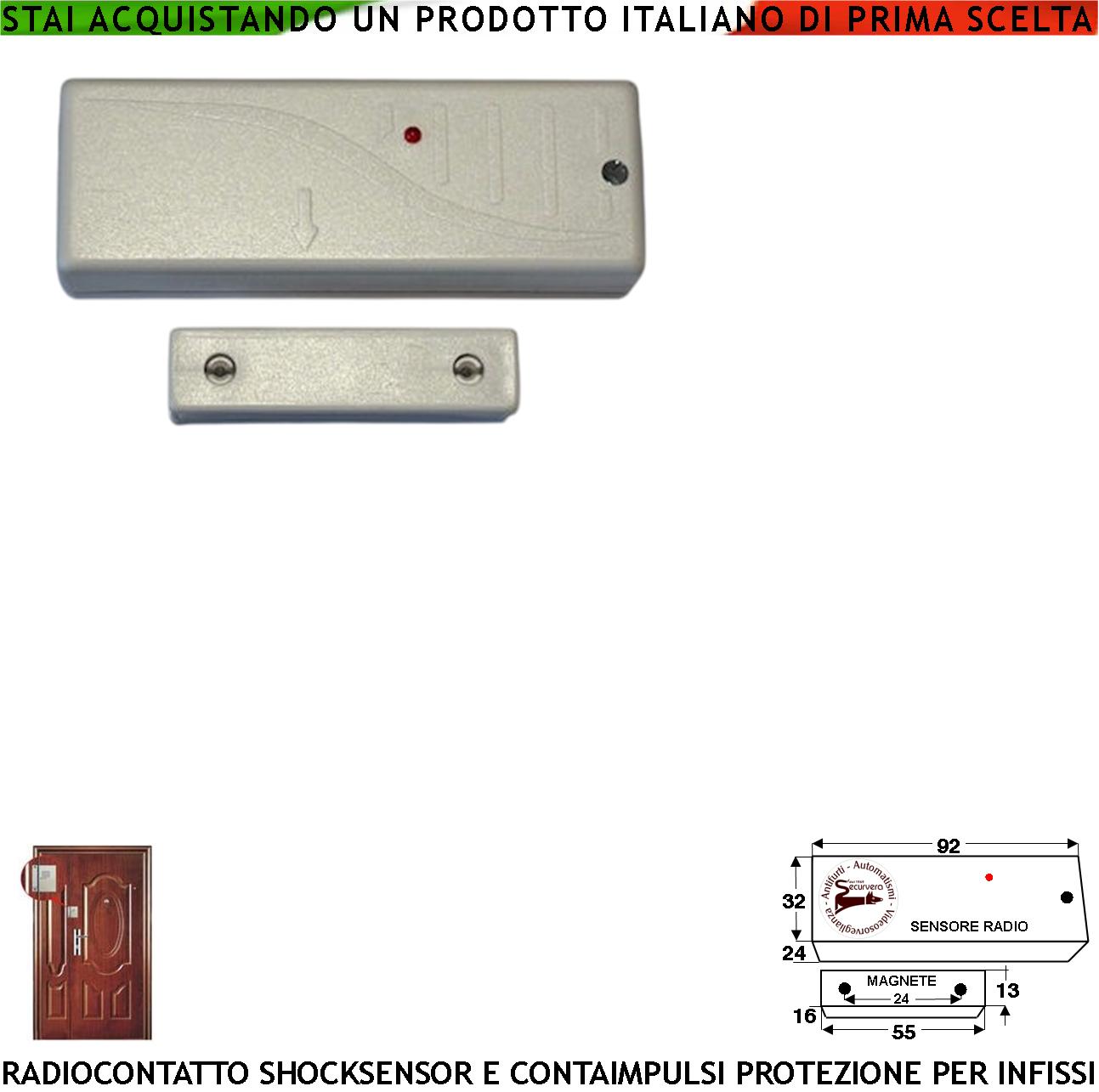 Sensore Scasso Sismico Bianco Via Radio Per Antifurto Contatto Magnetico Contaimpulsi Per Switchallarm Ingresso NC Rilevatori Remoti Furto Codice Sydra SecurLysa Anticollisione Rileva Trapano Apertura