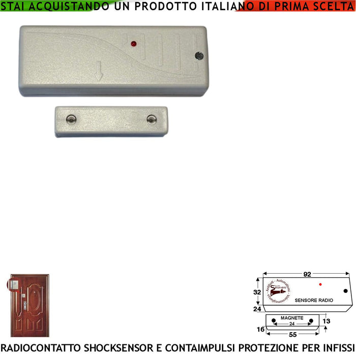 Sensore Scasso Sismico Bianco Via Radio Per Antifurto Contatto Magnetico Contaimpulsi Per Switchallarm Ingresso NC Rilevatori Remoti Furto Codice Sydra SecurLysa Anticollisione Rileva Trapano Apertura