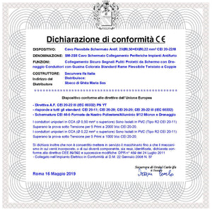 Cavo Schermato Flessibile Antifiamma 2X0,50+8X0,22 mm² Guaina PVC Bianco Prot. Alluminio/Poliestere Drenaggio Conduttore Fili 7 Ø 0,19 mm Twistato Per Impianti di Allarme Antifurto Norma CEI 20/22-III