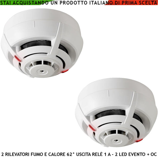 SENSORI DI FUMO 2 RILEVATORI TEMPERATURA SISTEMA MULTICRITERIO ANTINCENDIO 2 LED USCITA RELÈ E USCITA OC 14 MA SEGNALE REMOTO
