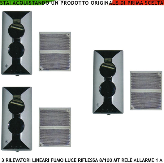 BARRIERE INFRAROSSO LINEARI RILEVANO IL FUMO DA 8 A 100 MT 3 PEZZI LA LUCE OPACIZZATA ATTIVA IL RELÈ DI ALLARME ALIMENTAZIONE 12/24 V