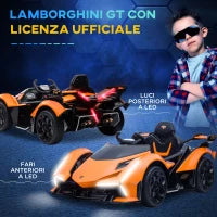 Macchina Elettrica per Bambini Lamborghini con Telecomando, Fari LED e Musica, Età 3+ Anni, Arancione