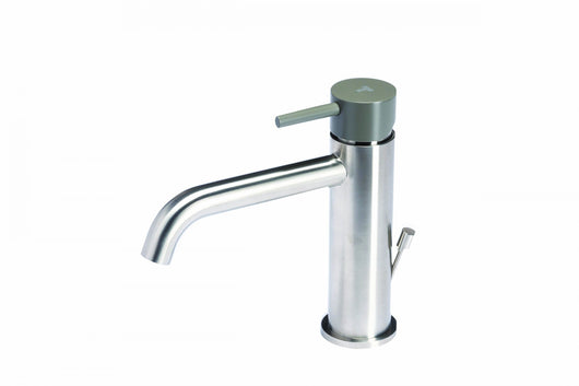 Rubinetto miscelatore per lavabo in acciaio inox Tubico Colorado con scarico e maniglia colorata T20010 Antracite